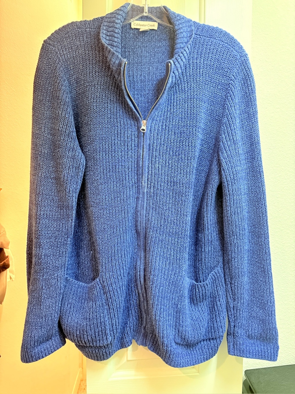 Coldwater Creek Royal Blue Zip Knit Cardigan